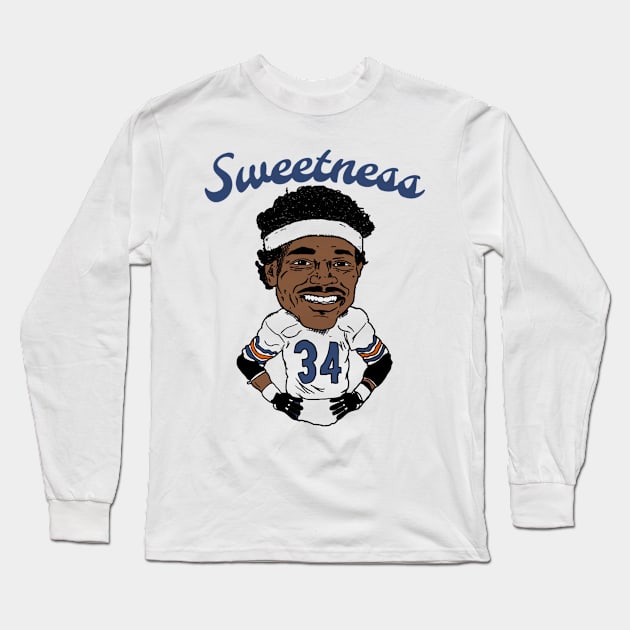 Walter Payton Chicago Caricature Long Sleeve T-Shirt by MASTER_SHAOLIN